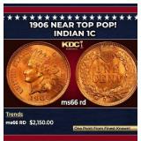 1906 Indian Cent Near Top Pop! 1c ms66 rd SEGS