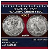 1943-s Walking Liberty Half Dollar TOP POP! 50c ms