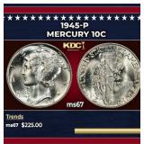 1945-p Mercury Dime 10c ms67 SEGS