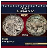 1929-p Buffalo Nickel 5c Grades ms65