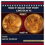 1926-p Lincoln Cent Near Top Pop! 1c ms67 rd SEGS