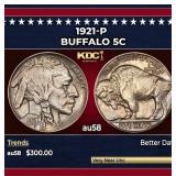 1921-p Buffalo Nickel 5c Grades au58