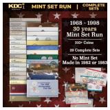 1968-1998 30 Years Mint Set Run - 315 Coins, 29 Co