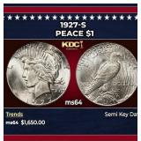 1927-s Peace Dollar $1 ms64 SEGS
