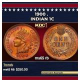 1900 Indian Cent . 1c Grades ms65 rb