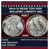 1944-d Walking Liberty Half Dollar Near Top Pop 50