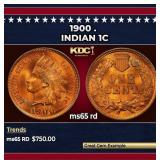 1900 Indian Cent . 1c Grades ms65 rd