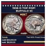 1938-d Buffalo Nickel TOP POP! 5c ms68+ SEGS