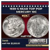 1939-s Mercury Dime Near Top Pop 10c ms67 FSB SEGS
