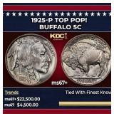 1925-p Buffalo Nickel TOP POP! 5c ms67+ SEGS