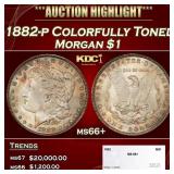 1882-p Morgan Dollar Colorfully Toned $1 ms66+ SEG