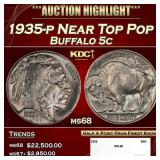 1935-p Buffalo Nickel Near Top Pop 5c ms68 SEGS
