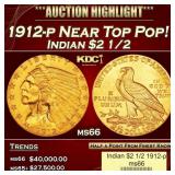 1912-p Gold Indian Quarter Eagle Near Top Pop! $2