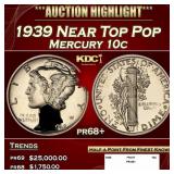 1939 Proof Mercury Dime Near Top Pop 10c pr68+ SEG
