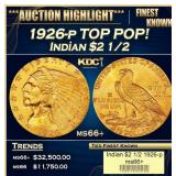 1926-p Gold Indian Quarter Eagle TOP POP! $2 1/2 m