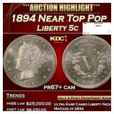 1894 Proof Liberty Nickel Near Top Pop 5c pr67+ ca