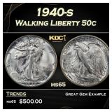 1940-s Walking Liberty Half Dollar 50c Grades ms65