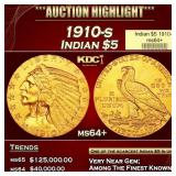 1910-s Gold Indian Half Eagle $5 ms64+ USCG