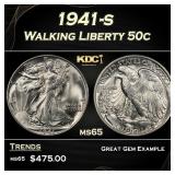 1941-s Walking Liberty Half Dollar 50c Grades ms65