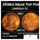 1938-d Lincoln Cent Near Top Pop 1c ms67 rd SEGS