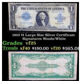 1923 $1 large size Silver Certificate Grades vf+ S