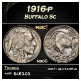 1916-p Buffalo Nickel 5c Grades ms65