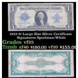 1923 $1 large size Silver Certificate Grades vf+ S