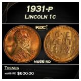 1931-p Lincoln Cent 1c Grades ms66 rd