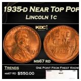 1935-d Lincoln Cent Near Top Pop 1c ms67 rd SEGS