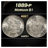1889-p Morgan Dollar $1 Grades ms63+