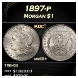 1897-p Morgan Dollar $1 Grades ms65+