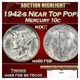 1942-s Mercury Dime Near Top Pop! 10c ms68 FSB SEG