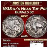 1938-d/s Buffalo Nickel Near Top Pop 5c ms68 SEGS