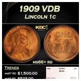 1909 VDB Lincoln Cent 1c ms66+ rd SEGS
