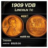 1909 VDB Lincoln Cent 1c Grades ms66 rd