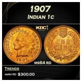 1907 Indian Cent . 1c Grades ms64 rd