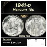 1941-d Mercury Dime 10c ms67 fsb SEGS