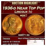 1936-d Lincoln Cent Near Top Pop 1c ms67+ rd SEGS