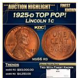 1925-d Lincoln Cent TOP POP! 1c ms66 rd SEGS