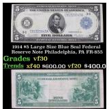1914 $5 Large Size Blue Seal Federal Reserve Note