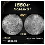 1880-p Morgan Dollar $1 Grades ms65