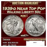 1939-d Walking Liberty Half Dollar Near Top Pop 50