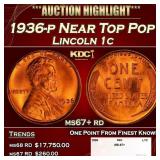 1936-p Lincoln Cent Near Top Pop 1c ms67+ rd SEGS