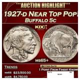 1927-d Buffalo Nickel Near Top Pop! 5c ms65+ SEGS
