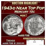 1943-d Mercury Dime Near Top Pop! 10c ms68 FSB SEG