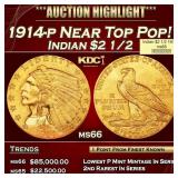 1914-p Gold Indian Quarter Eagle Near Top Pop! $2
