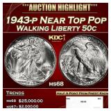 1943-p Walking Liberty Half Dollar Near Top Pop 50