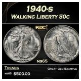 1940-s Walking Liberty Half Dollar 50c Grades ms65
