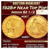 1928-p Gold Indian Quarter Eagle Near Top Pop! $2