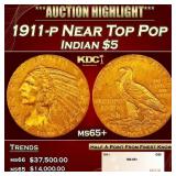 1911-p Gold Indian Half Eagle Near Top Pop $5 ms65